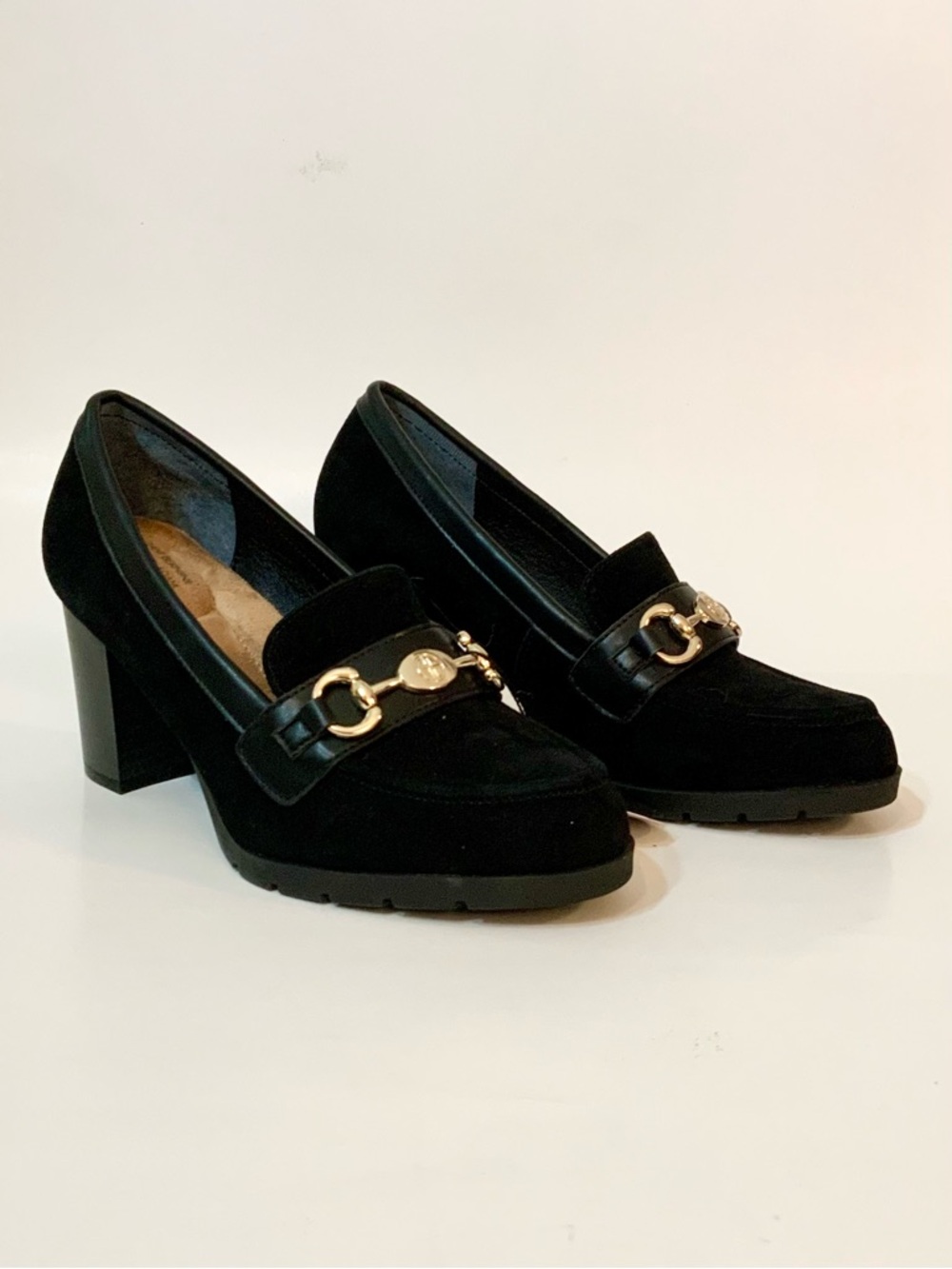 NWOT Gianni Bernini ‘Porshaal’ Black Suede Heeled Loafer - Picture 2 of 12